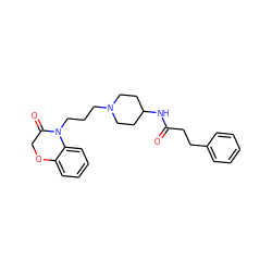 O=C(CCc1ccccc1)NC1CCN(CCCN2C(=O)COc3ccccc32)CC1 ZINC000064573946