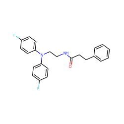 O=C(CCc1ccccc1)NCCN(c1ccc(F)cc1)c1ccc(F)cc1 ZINC000084759524