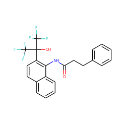 O=C(CCc1ccccc1)Nc1c(C(O)(C(F)(F)F)C(F)(F)F)ccc2ccccc12 ZINC000013489800