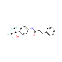 O=C(CCc1ccccc1)Nc1ccc(C(O)(C(F)(F)F)C(F)(F)F)cc1 ZINC000013682496