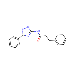 O=C(CCc1ccccc1)Nc1nc(-c2ccccc2)n[nH]1 ZINC000012880609