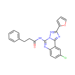 O=C(CCc1ccccc1)Nc1nc2ccc(Cl)cc2c2nc(-c3ccco3)nn12 ZINC000013672426