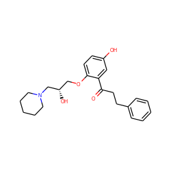 O=C(CCc1ccccc1)c1cc(O)ccc1OC[C@H](O)CN1CCCCC1 ZINC000013529228