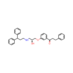 O=C(CCc1ccccc1)c1cccc(OC[C@@H](O)CNCCC(c2ccccc2)c2ccccc2)c1 ZINC000028636595