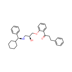 O=C(CCc1ccccc1)c1ccccc1OC[C@@H](O)CN[C@H](c1ccccc1)C1CCCCC1 ZINC000028636829