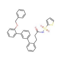 O=C(CCc1ccccc1-c1cccc(-c2ccccc2OCc2ccccc2)c1)NS(=O)(=O)c1cccs1 ZINC000027300521