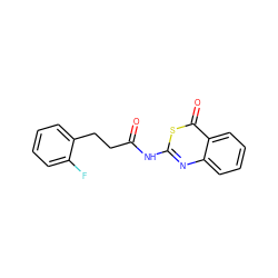 O=C(CCc1ccccc1F)Nc1nc2ccccc2c(=O)s1 ZINC000096905815