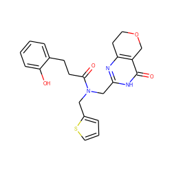 O=C(CCc1ccccc1O)N(Cc1nc2c(c(=O)[nH]1)COCC2)Cc1cccs1 ZINC000096283574