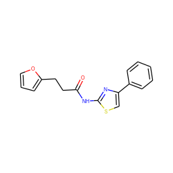 O=C(CCc1ccco1)Nc1nc(-c2ccccc2)cs1 ZINC000023680418