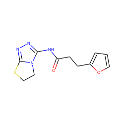 O=C(CCc1ccco1)Nc1nnc2n1CCS2 ZINC000096933436