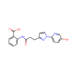 O=C(CCc1ccn(-c2ccc(O)cn2)n1)Nc1ccccc1C(=O)O ZINC000028823810