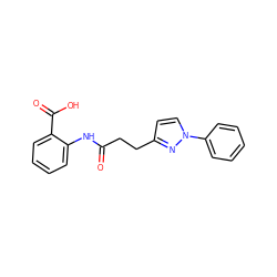 O=C(CCc1ccn(-c2ccccc2)n1)Nc1ccccc1C(=O)O ZINC000049053243