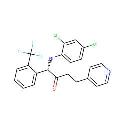 O=C(CCc1ccncc1)[C@@H](Nc1ccc(Cl)cc1Cl)c1ccccc1C(F)(F)F ZINC000052595144