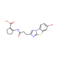 O=C(CCc1cn2c(n1)sc1cc(O)ccc12)NC1=C(C(=O)O)CCC1 ZINC000034853233