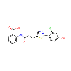 O=C(CCc1cnc(-c2ccc(O)cc2Cl)s1)Nc1ccccc1C(=O)O ZINC000028863442