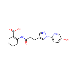 O=C(CCc1cnn(-c2ccc(O)cn2)c1)NC1=C(C(=O)O)CCCC1 ZINC000034853248