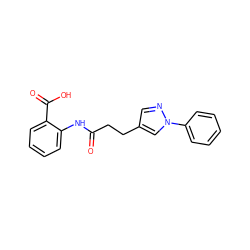 O=C(CCc1cnn(-c2ccccc2)c1)Nc1ccccc1C(=O)O ZINC000049109780