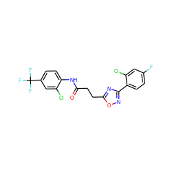 O=C(CCc1nc(-c2ccc(F)cc2Cl)no1)Nc1ccc(C(F)(F)F)cc1Cl ZINC000040979359