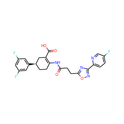 O=C(CCc1nc(-c2ccc(F)cn2)no1)NC1=C(C(=O)O)C[C@H](c2cc(F)cc(F)c2)CC1 ZINC000049036221