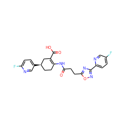 O=C(CCc1nc(-c2ccc(F)cn2)no1)NC1=C(C(=O)O)C[C@H](c2ccc(F)nc2)CC1 ZINC000049045259