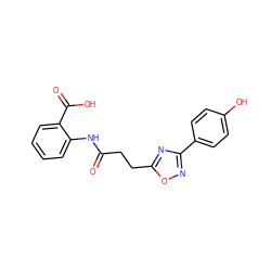 O=C(CCc1nc(-c2ccc(O)cc2)no1)Nc1ccccc1C(=O)O ZINC000028863446