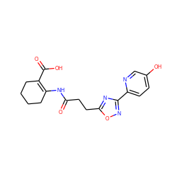 O=C(CCc1nc(-c2ccc(O)cn2)no1)NC1=C(C(=O)O)CCCC1 ZINC000034853245