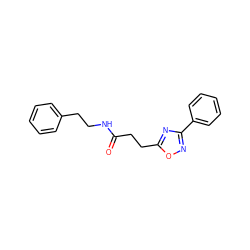 O=C(CCc1nc(-c2ccccc2)no1)NCCc1ccccc1 ZINC000002332717