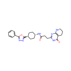 O=C(CCc1nc2c(c(=O)[nH]1)CCCN2)N[C@H]1CC[C@H](c2nnc(-c3ccccc3)o2)CC1 ZINC000299847503