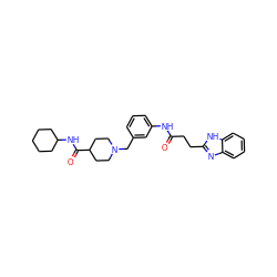 O=C(CCc1nc2ccccc2[nH]1)Nc1cccc(CN2CCC(C(=O)NC3CCCCC3)CC2)c1 ZINC001772620473