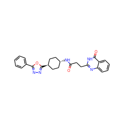 O=C(CCc1nc2ccccc2c(=O)[nH]1)N[C@H]1CC[C@H](c2nnc(-c3ccccc3)o2)CC1 ZINC000299847103