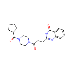 O=C(CCc1nc2ccccc2c(=O)[nH]1)N1CCN(C(=O)C2CCCC2)CC1 ZINC000031192719