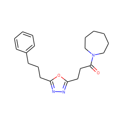 O=C(CCc1nnc(CCCc2ccccc2)o1)N1CCCCCC1 ZINC000011760119