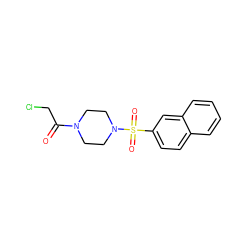 O=C(CCl)N1CCN(S(=O)(=O)c2ccc3ccccc3c2)CC1 ZINC000003290334