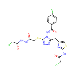 O=C(CCl)NNC(=O)CSc1nnc(Cc2csc(NC(=O)CCl)n2)n1NC(=O)c1ccc(Cl)cc1 ZINC000028815686