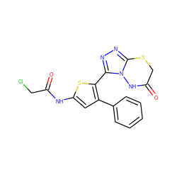 O=C(CCl)Nc1cc(-c2ccccc2)c(-c2nnc3n2NC(=O)CS3)s1 ZINC000028826980