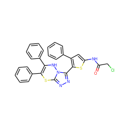 O=C(CCl)Nc1cc(-c2ccccc2)c(-c2nnc3n2NC(c2ccccc2)=C(c2ccccc2)S3)s1 ZINC000028826986