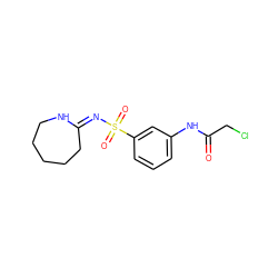 O=C(CCl)Nc1cccc(S(=O)(=O)/N=C2\CCCCCN2)c1 ZINC000003885989