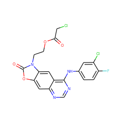 O=C(CCl)OCCn1c(=O)oc2cc3ncnc(Nc4ccc(F)c(Cl)c4)c3cc21 ZINC001772606223