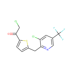 O=C(CCl)c1ccc(Cc2ncc(C(F)(F)F)cc2Cl)s1 ZINC000001386083