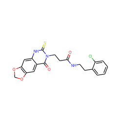 O=C(CCn1c(=S)[nH]c2cc3c(cc2c1=O)OCO3)NCCc1ccccc1Cl ZINC000002975348