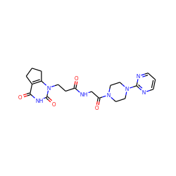 O=C(CCn1c2c(c(=O)[nH]c1=O)CCC2)NCC(=O)N1CCN(c2ncccn2)CC1 ZINC000013860442