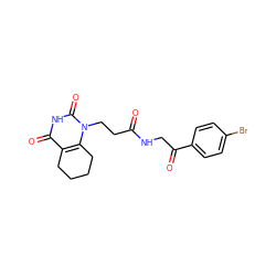 O=C(CCn1c2c(c(=O)[nH]c1=O)CCCC2)NCC(=O)c1ccc(Br)cc1 ZINC000013860408