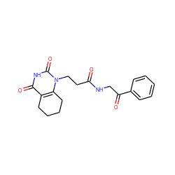 O=C(CCn1c2c(c(=O)[nH]c1=O)CCCC2)NCC(=O)c1ccccc1 ZINC000013860403