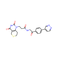 O=C(CCn1c2c(c(=O)[nH]c1=O)CSCC2)NCC(=O)c1ccc(-c2ccnnc2)cc1 ZINC000040412444