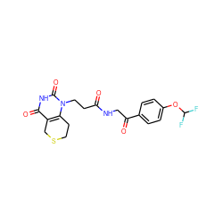 O=C(CCn1c2c(c(=O)[nH]c1=O)CSCC2)NCC(=O)c1ccc(OC(F)F)cc1 ZINC000013860407