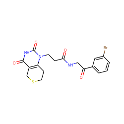 O=C(CCn1c2c(c(=O)[nH]c1=O)CSCC2)NCC(=O)c1cccc(Br)c1 ZINC000013860410