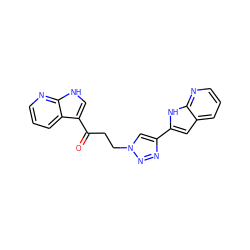 O=C(CCn1cc(-c2cc3cccnc3[nH]2)nn1)c1c[nH]c2ncccc12 ZINC000653788995