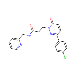 O=C(CCn1nc(-c2ccc(Cl)cc2)ccc1=O)NCc1ccccn1 ZINC000003006273