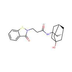 O=C(CCn1sc2ccccc2c1=O)NC12C[C@H]3C[C@@H](CC(O)(C3)C1)C2 ZINC000299832436