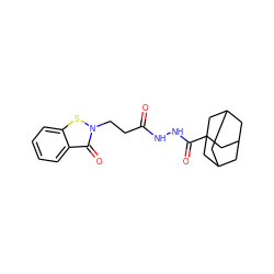 O=C(CCn1sc2ccccc2c1=O)NNC(=O)C12CC3CC(CC(C3)C1)C2 ZINC000299838341